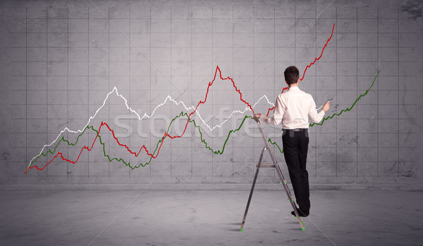 male on ladder drawing chart lines Stock photo © ra2studio