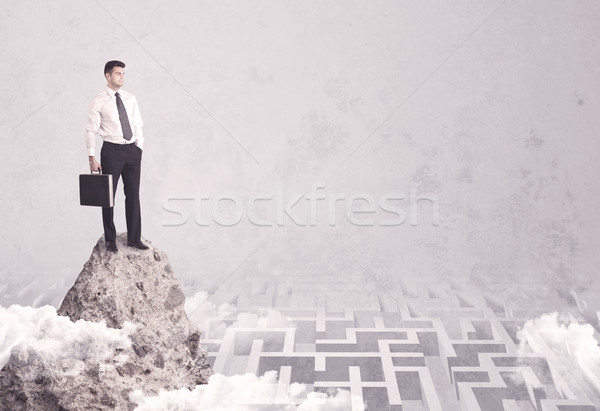 Businessman on cliff above labyrinth Stock photo © ra2studio