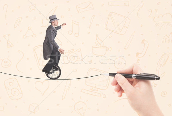 Stockfoto: Zakenman · paardrijden · touw · hand · business