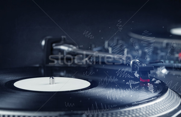 Draaitafel spelen muziek kruis lijnen Stockfoto © ra2studio