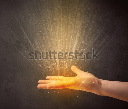 Anfassen Arme Beleuchtung Funke Fingerspitze zwei Stock foto © ra2studio