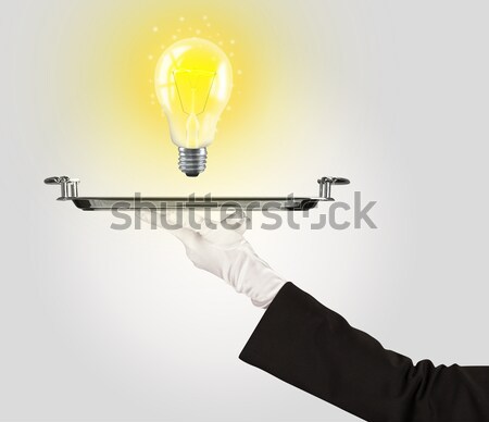聰明 主意 燈泡 托盤 光明 商業照片 © ra2studio