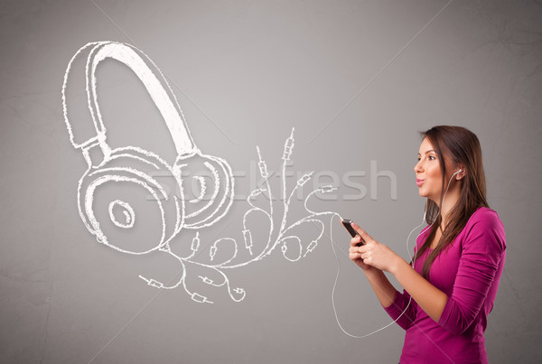 Cantando escuchar música resumen auriculares fuera Foto stock © ra2studio