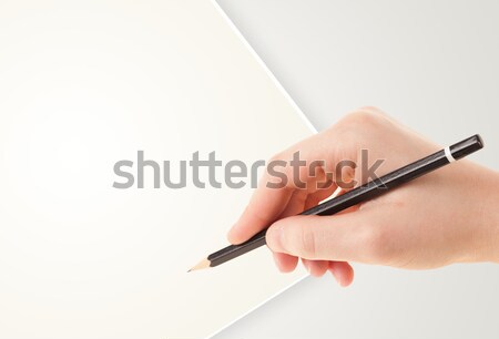 Foto stock: Mão · humana · desenho · lápis · vazio · papel · modelo