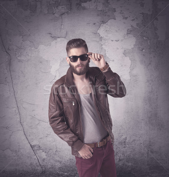 Gut aussehend Hipster Mode Kleidung funny Jahrgang Stock foto © ra2studio