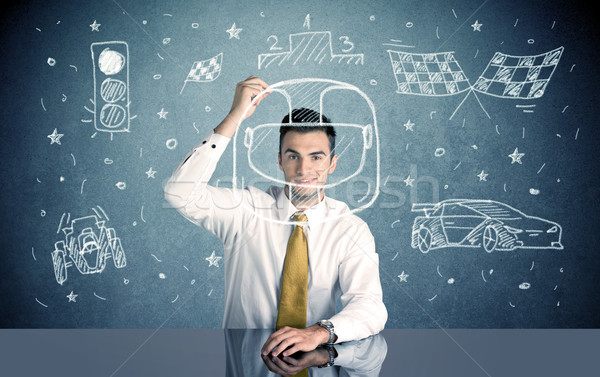 Student dreaming of  becoming racer concept Stock photo © ra2studio