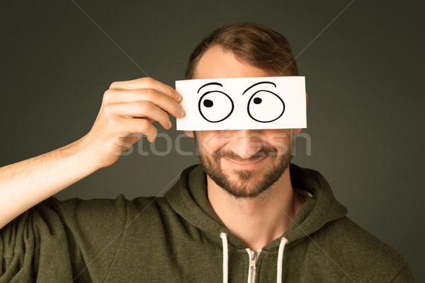 Silly man looking with hand drawn eye balls Stock photo © ra2studio