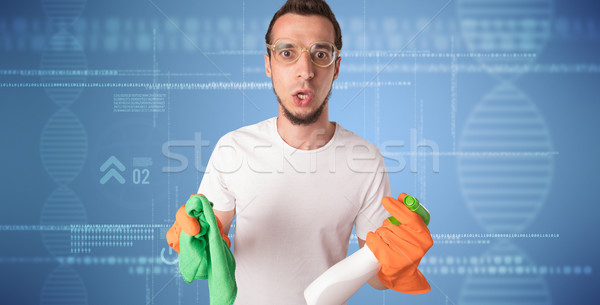 Crowd cleaning theme with cleaner and DNS graphic Stock photo © ra2studio