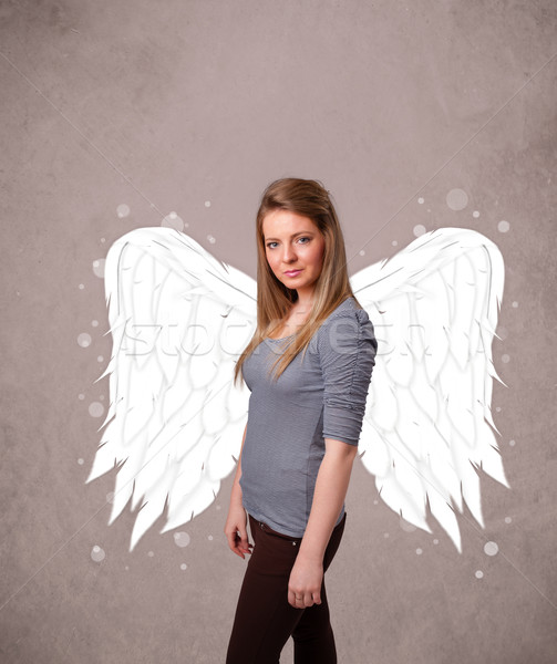 Cute person with angel illustrated wings  Stock photo © ra2studio
