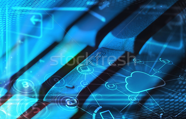 Stock foto: Tastatur · glühend · Wolke · Technologie · Symbole · Computer-Tastatur