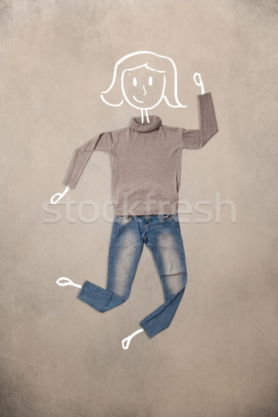 Placed clothes in action with woman drawing Stock photo © ra2studio