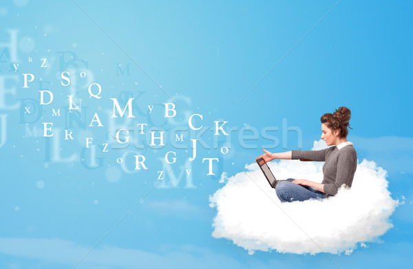 сидят облаке ноутбука довольно письма Сток-фото © ra2studio