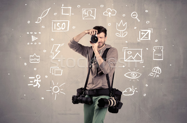 Fotógrafo aprendizagem câmera amador profissional Foto stock © ra2studio