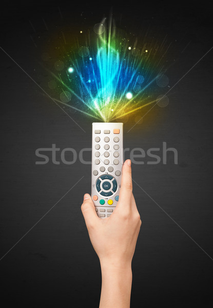 Hand with remote control and explosive signal Stock photo © ra2studio