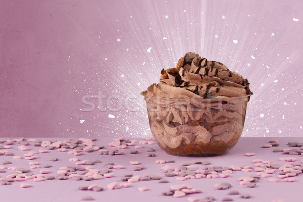 Sparkling tasteful home made cake with coloful background Stock photo © ra2studio