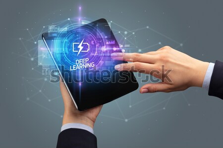 Close up hand with smartwatch and numbers Stock photo © ra2studio