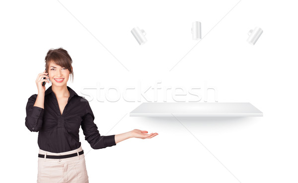 Beutiful young woman presenting modern copy space Stock photo © ra2studio