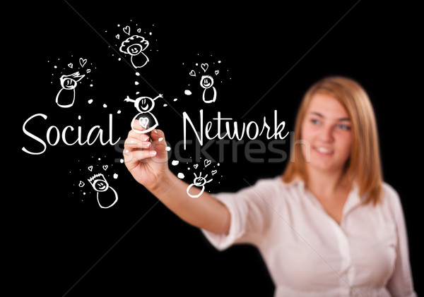 [[stock_photo]]: Femme · réseau · social · jeune · femme · internet · réunion