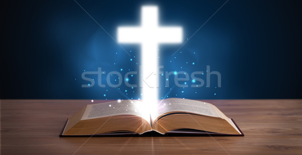 Stockfoto: Open · heilig · bijbel · kruis · midden