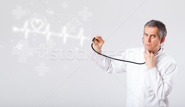 [[stock_photo]]: Médecin · pulsation · résumé · coeur · homme · médicaux