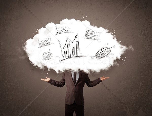 ストックフォト: エレガントな · ビジネスマン · 雲 · 頭 · 手描き