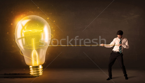 ストックフォト: ビジネスマン · ビッグ · 明るい · 電球