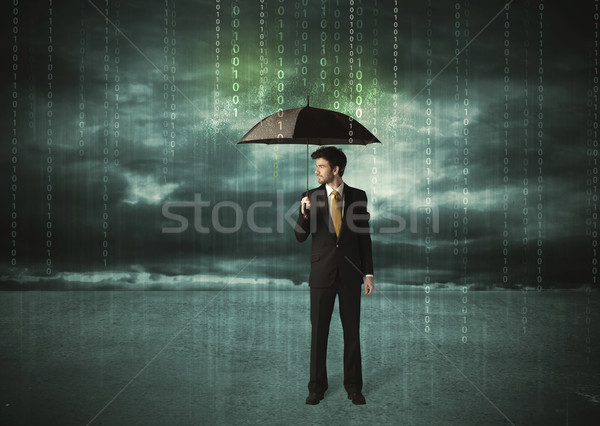 Homme d'affaires permanent parapluie protection des données internet homme [[stock_photo]] © ra2studio