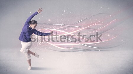 Belle femme sautant coloré fille [[stock_photo]] © ra2studio