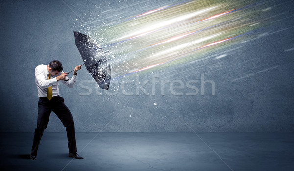 Zakenman licht paraplu business water werk Stockfoto © ra2studio