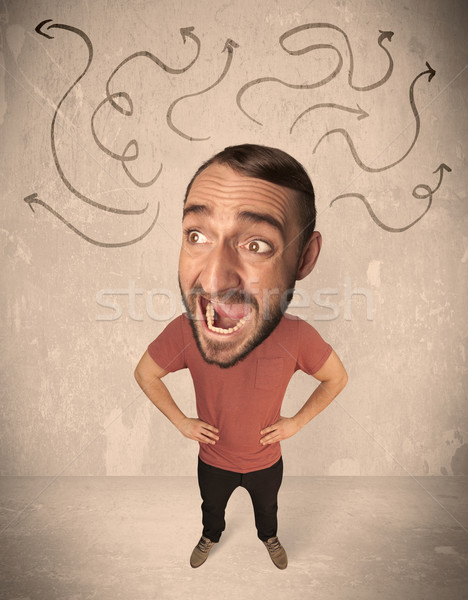 Big head person with arrows Stock photo © ra2studio