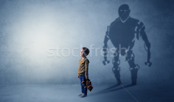 Robotman shadow of a cute little boy Stock photo © ra2studio