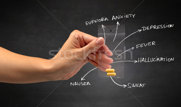 Handing over pills with blackboard wallpaper Stock photo © ra2studio