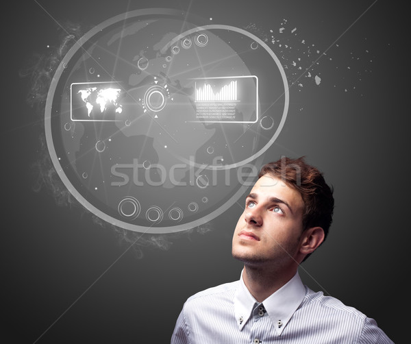 Stock fotó: üzletember · kisajtolás · magas · tech · modern