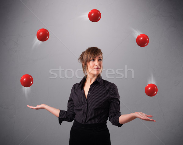 Zdjęcia stock: Młoda · dziewczyna · stałego · żonglerka · czerwony · dość