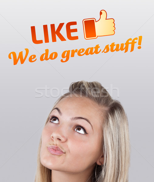 Young head looking at shipping and order signs Stock photo © ra2studio