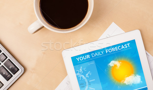 Arbeitsplatz Wetter Vorhersage Tasse Stock foto © ra2studio