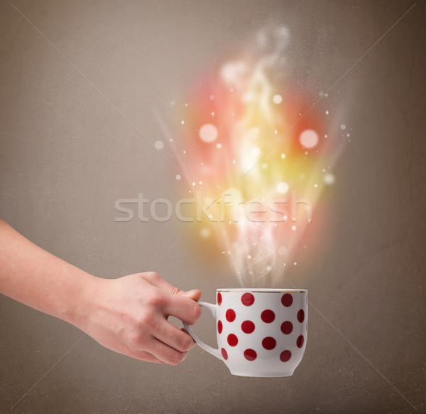 Tasse de café résumé vapeur coloré lumières [[stock_photo]] © ra2studio