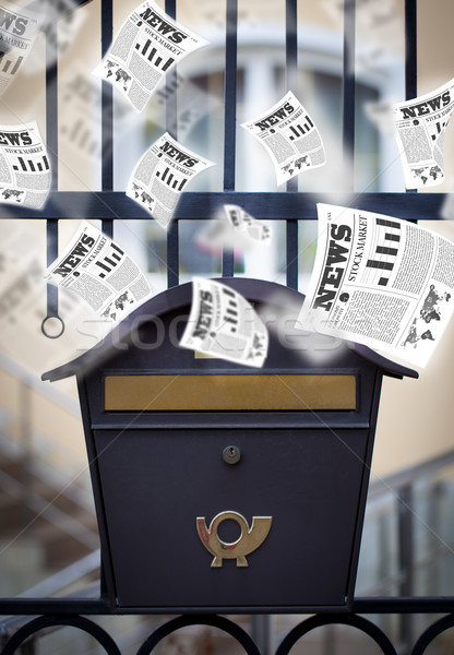 Post box with daily newspapers flying Stock photo © ra2studio