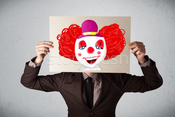 Stockfoto: Zakenman · karton · clown · jonge · gelukkig