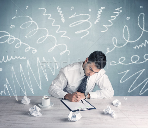 [[stock_photo]]: Fatigué · employé · de · bureau · salissant · lignes · élégante