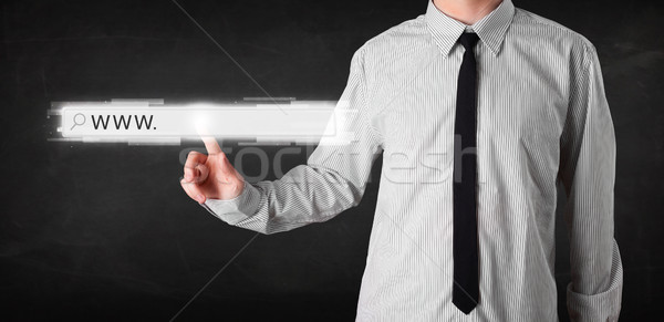 Jonge zakenman aanraken web browser adres Stockfoto © ra2studio