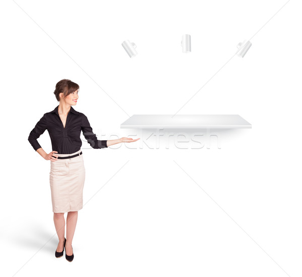 Beutiful young woman presenting modern copy space Stock photo © ra2studio