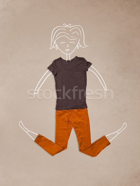 Stockfoto: Kleding · actie · vrouw · tekening · kleurrijk · verschillend