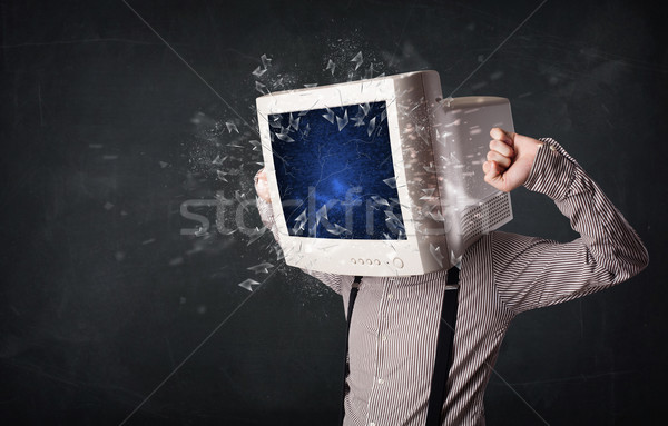 商业照片: 电脑显示器 · 屏幕 · 年轻 ·人·头· 计算机