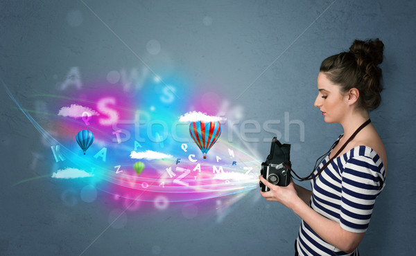 Fotoğrafçı kamera soyut hayali sevimli kız Stok fotoğraf © ra2studio