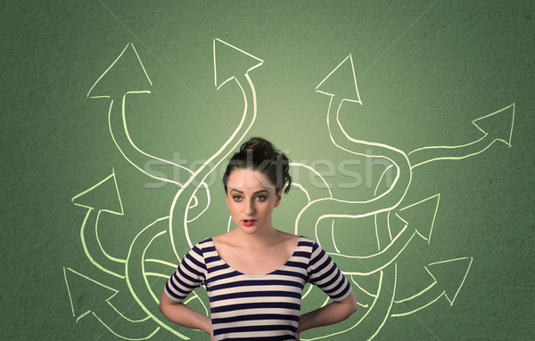 Beautiful girl thinking a solution Stock photo © ra2studio