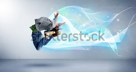 Mooie vrouw springen kleurrijk edelstenen meisje Stockfoto © ra2studio