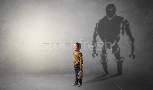 Robotman shadow of a cute little boy Stock photo © ra2studio