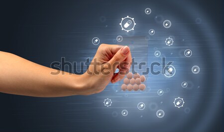 Businessman pressing simple type of start buttons Stock photo © ra2studio