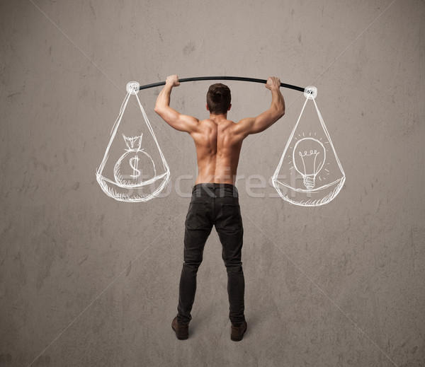 Muscular om echilibrat puternic sală de gimnastică exercita Imagine de stoc © ra2studio